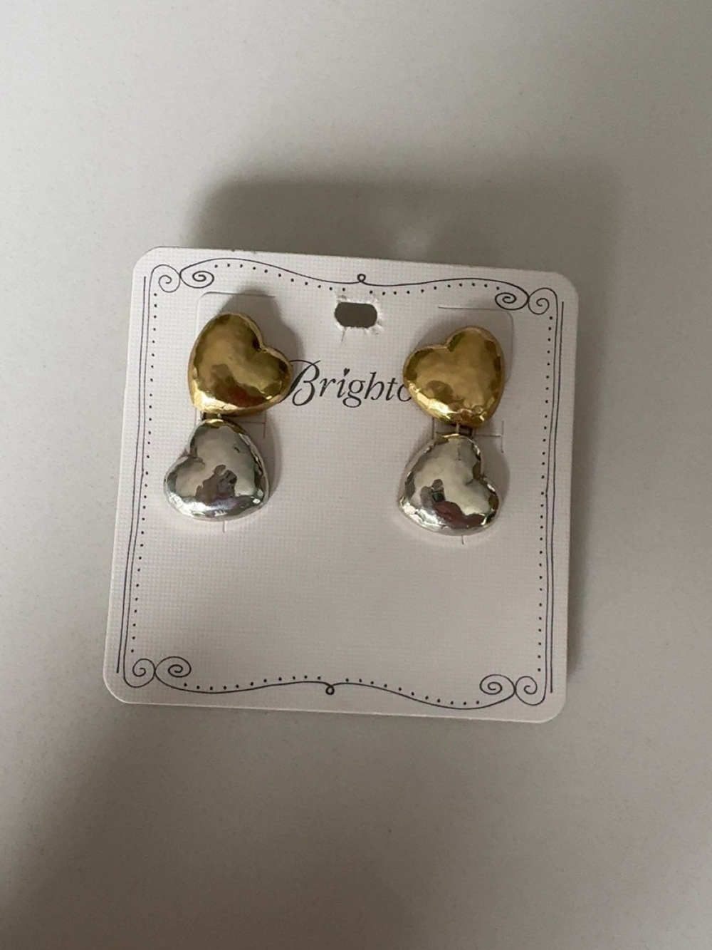 brighton trianon heart small two tone post drop earrings